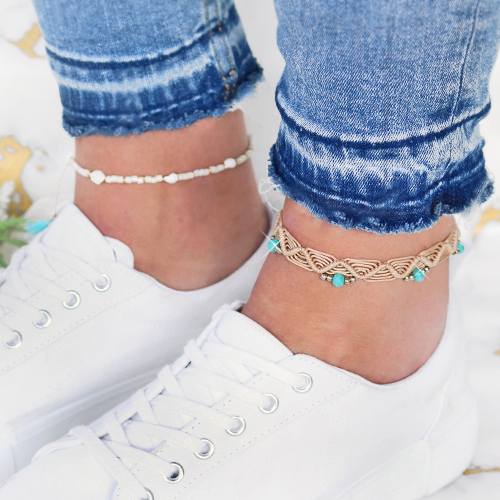 Inspiratie voor het maken van zomerse enkelbandjes:
