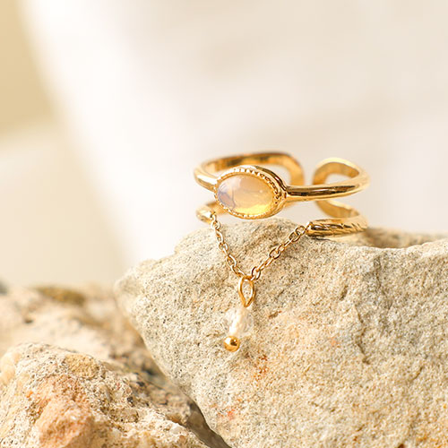 Elegante stainless steel ringen met natuursteen
