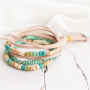 Armbanden en oorbellen met kokos kralen in een bohemian style: 